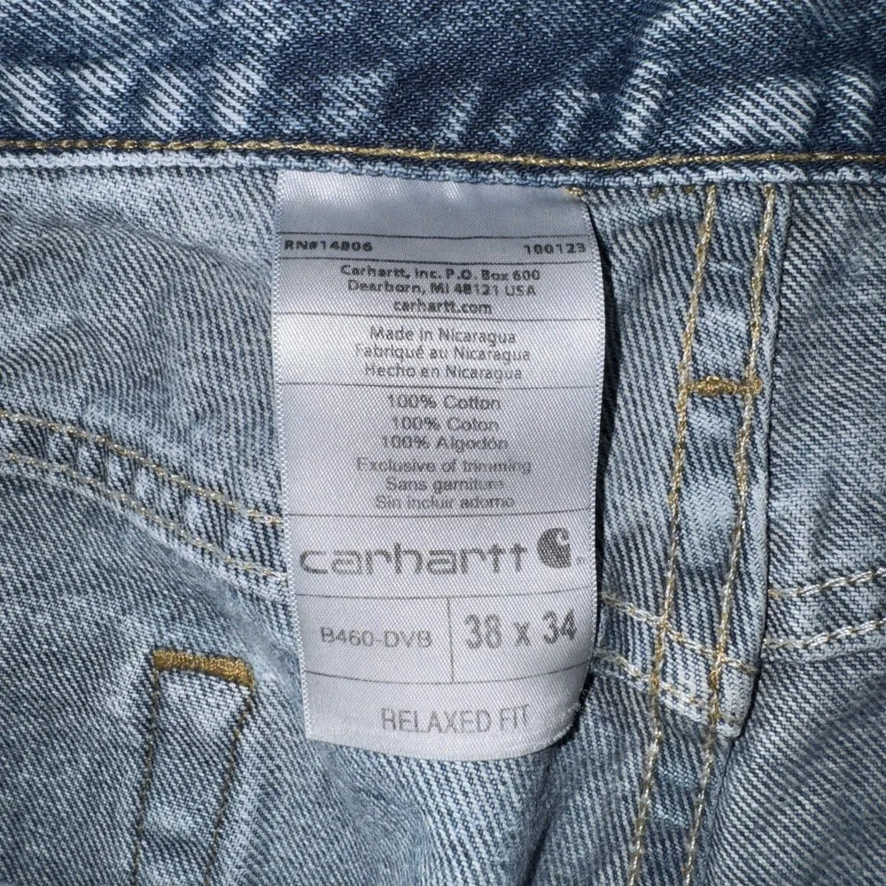 Carhartt Jeans Mens 38x33 Relaxed Fit Blue Denim B460 DVB 100% Cotton Workwear